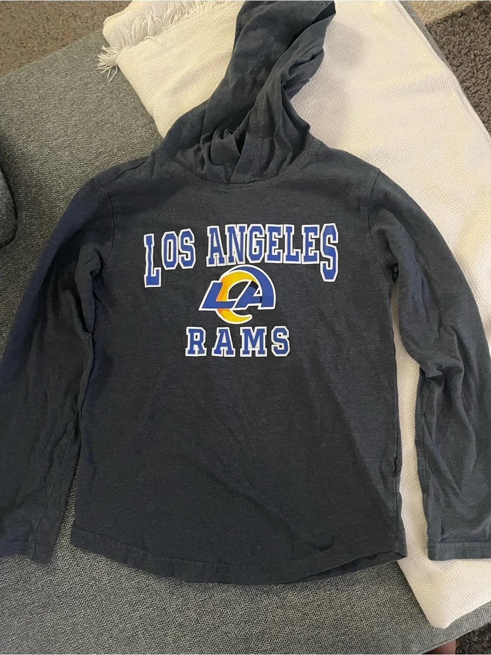 Los Angeles Rams Charcoal Grey Kids Hoodie Top Kids Small